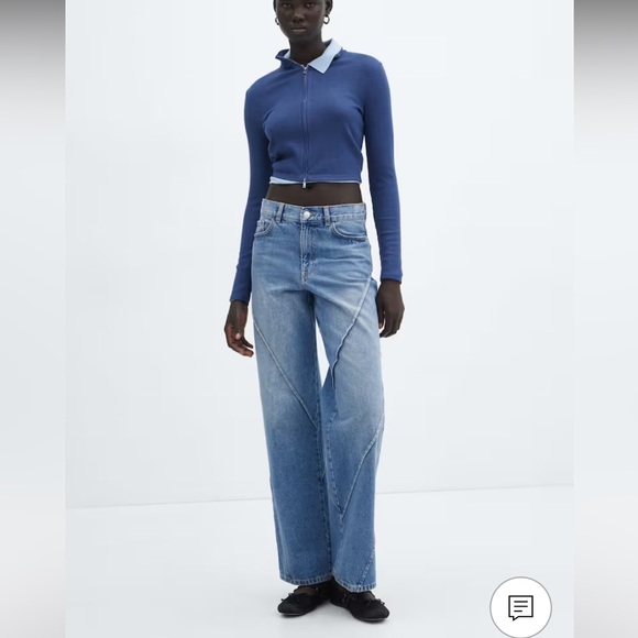 BNWT MANGO Wideleg jeans with decorative stitching - Picture 6 of 6